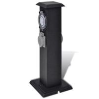 Buitenstopcontact op zuil met tijdschakelaar (zwart) - thumbnail