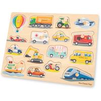 New Classic Toys Peg Puzzle Transport vormenpuzzel 16 stukjes - thumbnail