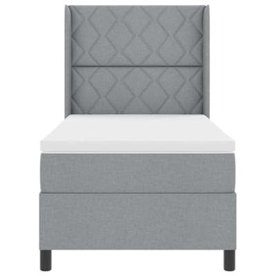 Boxspringbed met matras en LED stof lichtgrijs 100x200 cm