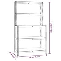 VidaXL Werktafel 5-laags met schappen staal & bewerkt hout zilverkleur - thumbnail