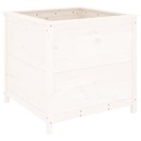 VidaXL Plantenbak 82,5x82,5x78 cm massief grenenhout wit - thumbnail