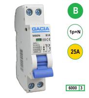 25A GACIA installatieautomaat M80N-B25 inst. 1p+n B25 6kA (18mm) - thumbnail