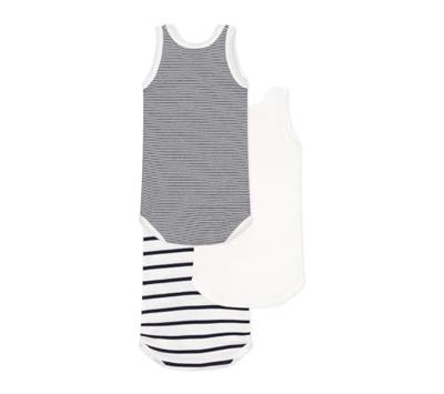 Set van 3 mouwloze rompertjes in biokatoen PETIT BATEAU wit