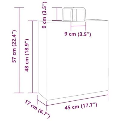 VidaXL Papieren zakken 250 st met hengsels 45x17x48 cm wit