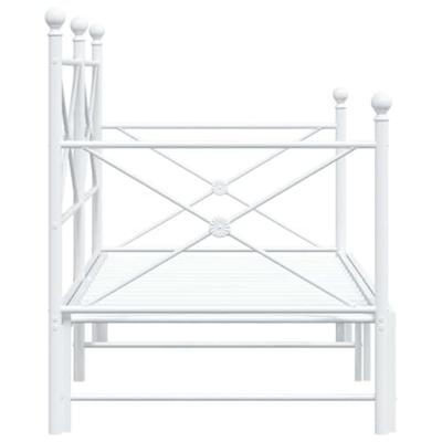 Slaapbank met onderschuifbed zonder matras 90x200 cm staal wit