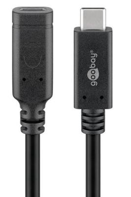 Goobay USB-C male - USB-C female verlengkabel | 1m zwart - 9550230