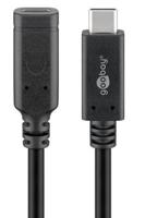 Goobay USB-C male - USB-C female verlengkabel | 1m zwart - 9550230 - thumbnail