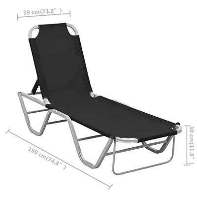 Ligbed aluminium en textileen zwart - thumbnail