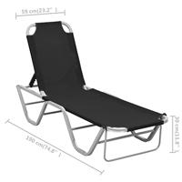 Ligbed aluminium en textileen zwart - thumbnail