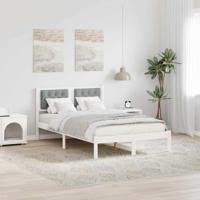 Bedframe met hoofdeinde Lichtgrijs 135 x 190 cm Stof - thumbnail
