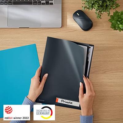 Leitz Cosy L-map met tabbladen, 3 compartimenten, ft A4, PP van 200 micron, ondoorzichtig, grijs