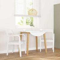 Eetkamerstoelen 2 st massief hout rubber wit - thumbnail