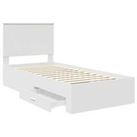Bedframe met hoofdeinde met lade Wit 90 x 190 cm Bewerkt hout - thumbnail