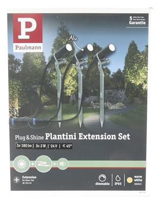 Paulmann Plantini 94156 Verlichtingssysteem Plug&Shine LED-tuinspot uitbreidingsset Set van 3 stuks LED 7.5 W Warmwit Antraciet