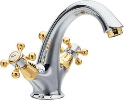Wastafelmengkraan Sapho Antea 2-knop Uitloop 12 cm Chroom / Goud (incl. clickwaste)