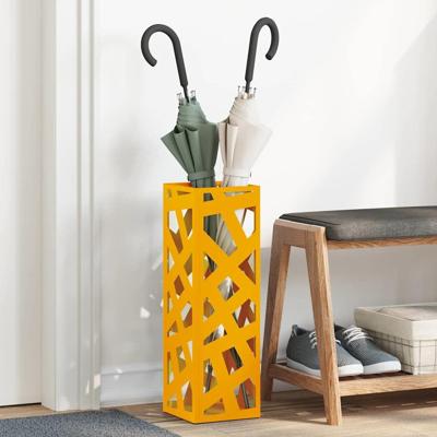 VidaXL Paraplu standaard mosterdgeel 15,5 x 15,5 x 49 cm metaal