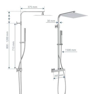 Schutte SUMBA hoofddouche set met thermostatische mengkraan | chroom
 - 60049 60049 - thumbnail