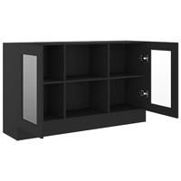 Vitrinekast 120x30,5x70 cm bewerkt hout zwart - thumbnail
