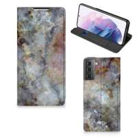 Samsung Galaxy S21 Plus Standcase Marmer Grijs - thumbnail