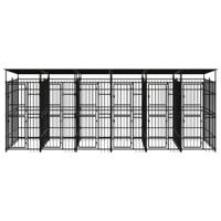 Hondenkennel met dak 11,06 m² staal - thumbnail