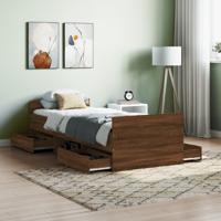 Bedframe met hoofd- en voeteneinde bruin eikenkleur 75x190 cm - thumbnail