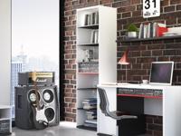 Bibliotheek PHILOPY 6 vakken 1 lade wit/grafiet - thumbnail