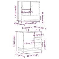 2-delige Badkamermeubelset bewerkt hout grijs sonoma eikenkleur - thumbnail