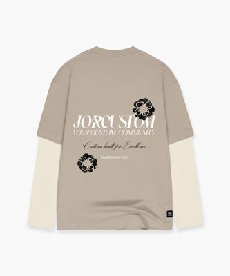Jorcustom Flowers Double Layered Longsleeve T-Shirt Heren Taupe/Beige - Maat S - Kleur: BeigeTaupe | Soccerfanshop