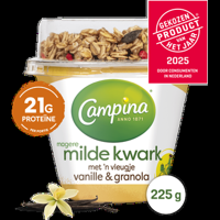 Campina Magere Milde Kwark met &apos;n Vleugje Vanille & Granola 225 g bij Jumbo - thumbnail