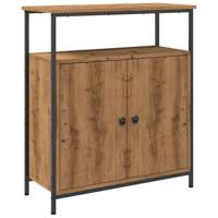 Dressoir 70x30x80 cm bewerkt hout artisanaal eikenkleur - thumbnail