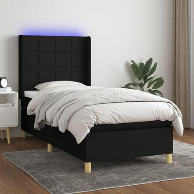 Boxspring met matras en LED stof zwart 90x190 cm