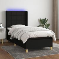 Boxspring met matras en LED stof zwart 90x190 cm - thumbnail