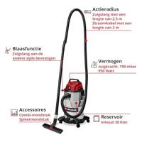 Einhell TC-VC 3055 S 2342235 Nat- en droogzuiger 30 l - thumbnail