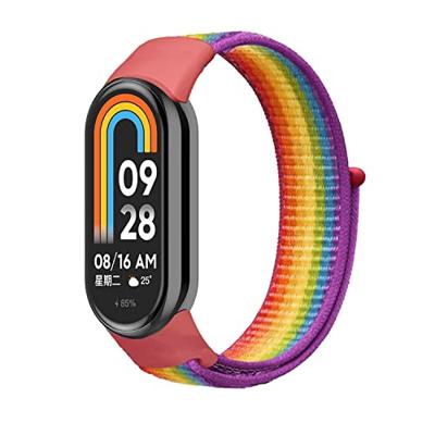By Qubix - Sport loop nylon bandje - Regenboog - Compatible met Xiaomi Smart Band 8 & 9 - Compatible Xiaomi bandje