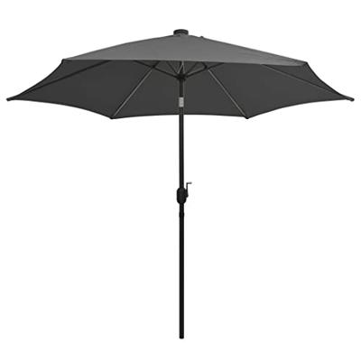VidaXL Parasol met led-verlichting en aluminium paal 300 cm antraciet