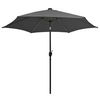 VidaXL Parasol met led-verlichting en aluminium paal 300 cm antraciet - thumbnail