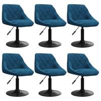 Eetkamerstoelen draaibaar 6 st fluweel blauw - thumbnail