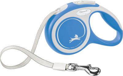 Flexi New Comfort Tape Grijs & Blauw Extra Kleine 3m Intrekbare Hondenriem/Leiding voor Honden tot 12kgs/26lbs