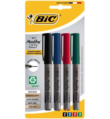 Bic permanent marker ECOlutions, schrijfbreedte 1,1 mm, fijne punt, geassorteerde kleuren