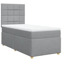 Boxspring met matras stof lichtgrijs 90x190 cm - thumbnail