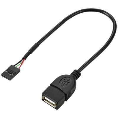 Renkforce RF-5719746 USB-kabel USB 2.0 Shrouded header 4-polig, USB-A bus 0.20 m Zwart