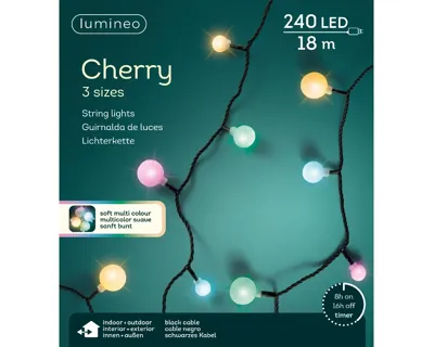 Lumineo cherry Ledverlichting 18m 240led soft multi colour Lumineo cherry Ledverlichting 18m 240led soft multi colour