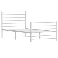 Bedframe met hoofd- en voeteneinde metaal wit 90x200 cm - thumbnail