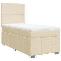 Boxspring met matras stof crèmekleurig 160x200 cm - thumbnail