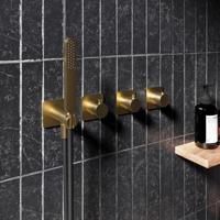 Hotbath Gal Afbouwdeel voor Inbouw bad/douche thermostaat 2 stopkranen zonder uitloop Geborsteld messing PVD GL7071EXTBBP - thumbnail