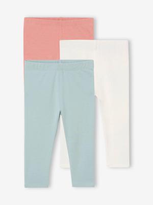 Set van 3 effen leggings Basics baby grijsblauw