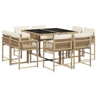 9-delige Tuinset met kussens poly rattan beige - thumbnail