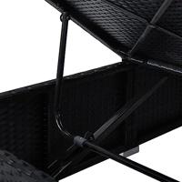 Ligbed met kussen en theetafel poly rattan crèmewit - thumbnail