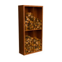 Egura cortenstaal Houtopslag 4 vakken met achterwand L100 x B38,5 x H200 cm Geroba - Geroba - thumbnail