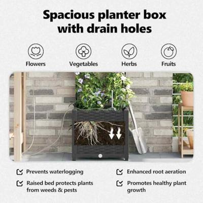 Tuin Bloempot Zwart 40 x 40 x 142 cm Staal